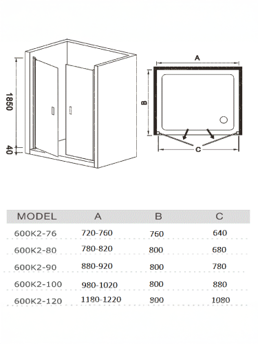 Душевая дверь WeltWasser WW600 600K2-90 (10000002734) 90х185 стекло прозрачное 6 мм - фото 2