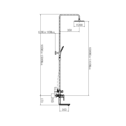 Душевая стойка Fashun A52419-17 настенная цвет графит - фото 3