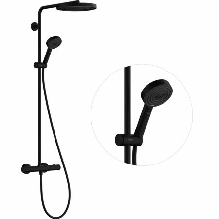 Душевая стойка Hansgrohe Pulsify S Puro 260 24236670 настенная цвет черный с термостатом