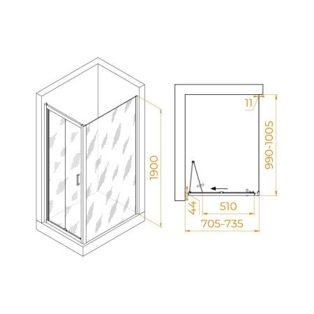Душевой уголок RGW Passage 060814270-14 100х70 стекло прозрачное профиль хром без поддона
