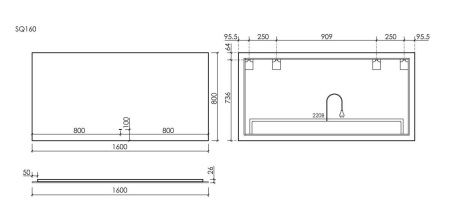 Зеркало с подсветкой Sancos SQUARE SQ1600 160х80 подвесное