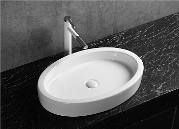 Раковина из сантехнического фарфора Cerutti SPA CR7045 63х42 накладная цвет белый без отверстий под смеситель