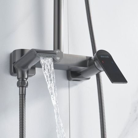 Душевая стойка Shevanik S4136T настенная цвет оружейная сталь