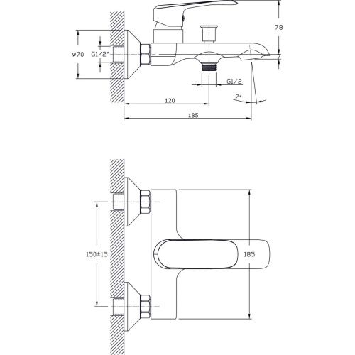 Смеситель для ванны Rush Gozo GZ3735-44 настенный хром - фото 2