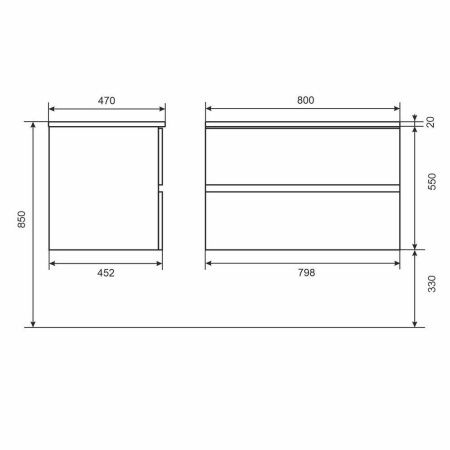 Тумба под раковину Uperwood Barsa 293020532 80х50 подвесная цвет коричневый/белый
