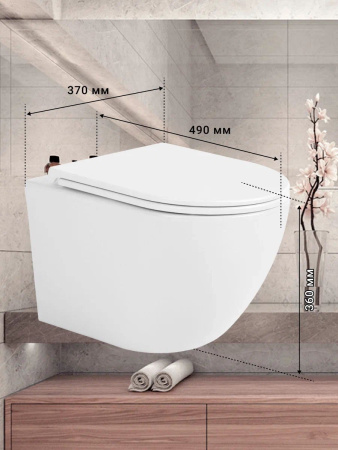 Унитаз подвесной Sintesi SIN-TS-EVI-152 белый безободковый с сиденьем микролифт душевой смыв