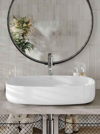 Раковина из сантехнического фарфора Orange B07-675W 70х40 накладная цвет белый