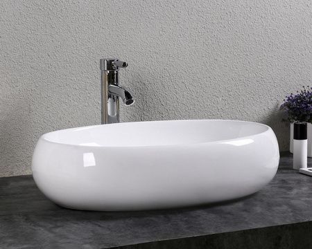 Раковина из сантехнического фарфора Bond Oval S58-600 60х40 накладная цвет белый без отверстий под смеситель