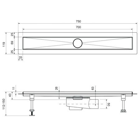 Душевой лоток Timo Drain Systems DS230207/17 в пол