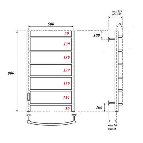 Полотенцесушитель Point Афина PN04758W электрический белый - фото 2