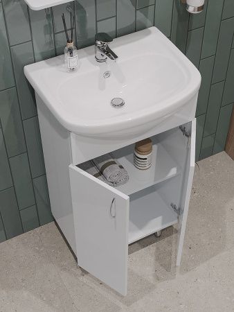 Тумба с раковиной Orange Лайт LA-50TUW+RA 50х40 напольная цвет белый