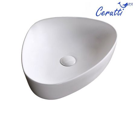 Раковина из сантехнического фарфора Cerutti SPA CR0089 50х40 накладная цвет белый без отверстий под смеситель