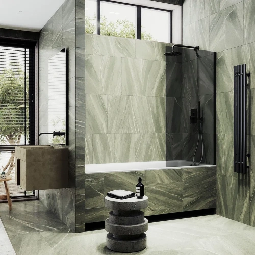 Душевая шторка на ванну Maybah Glass MGV-78-6ш 40х140 стекло тонированное профиль черный ориентация универсальная - фото 2