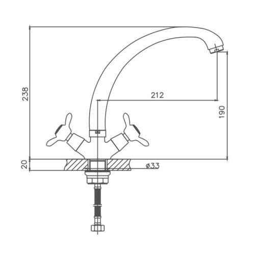 Смеситель для кухни Cron CN4212-2 на мойку хром - фото 3