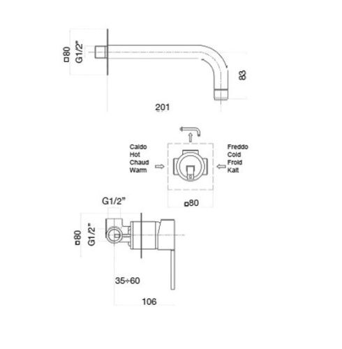 Смеситель для раковины Webert Sax Evolution SE830606560 встраиваемый в стену черный - фото 3