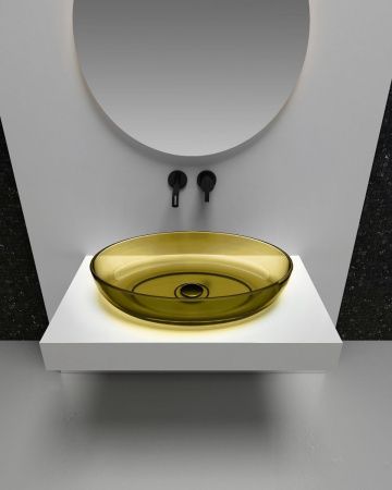 Раковина из полиэфирной смолы Abber KRISTALL AT2801Vesuvian 60х40 накладная цвет зеленый без отверстий под смеситель