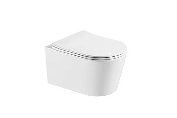 Унитаз подвесной Aquatek ОБЕРОН AQ1365T-00 белый с сиденьем микролифт безободковый каскадный смыв