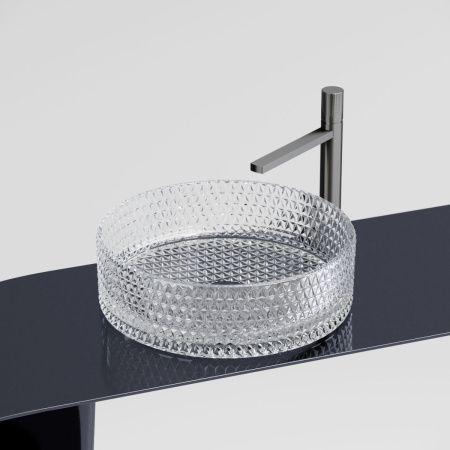 Раковина стеклянная Ceramica Nova CRISTAL CN6062 40х40 накладная цвет прозрачный без отверстий под смеситель