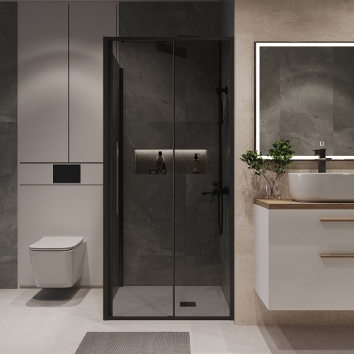 Душевой уголок Niagara Nova NG-85-9TB-TB100-34 90х100 стекло тонированное профиль черный матовый без поддона - фото 4