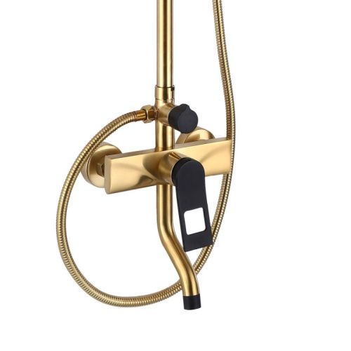 Душевая стойка Bronze de Luxe EL77GB настенная цвет матовое золото/черный - фото 4