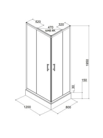 Душевой уголок Parly ZQ121B 120х80 стекло прозрачное профиль черный с поддоном