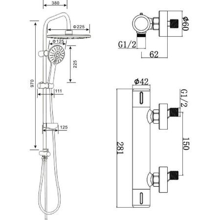 Душевая стойка Agger Thermo A2492200 настенная цвет хром с термостатом