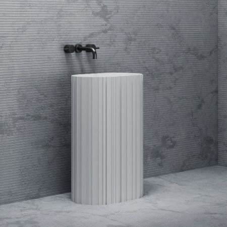 Раковина из искусственного камня Abber STEIN AS2551-H 60х40 напольная цвет белый без отверстий под смеситель