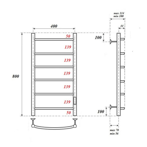Полотенцесушитель Point Афина PN04848 электрический хром - фото 2