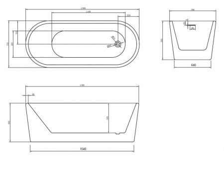 Ванна акриловая Abber AB9272-1.7 170х70 отдельностоящая овальная с каркасом