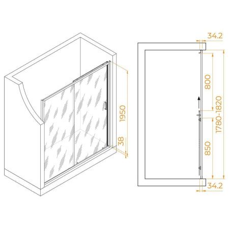 Душевая дверь RGW Passage 41081418-14 180х195 стекло прозрачное профиль черный