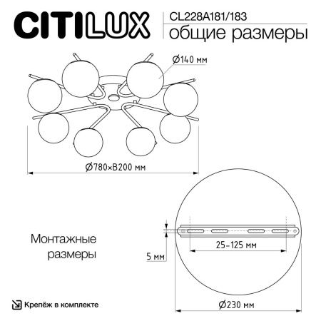 Люстра потолочная Citilux Адам Смарт CL228A183