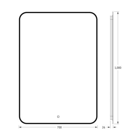 Зеркало с подсветкой Defesto AURA DF 2969S 70х100 подвесное