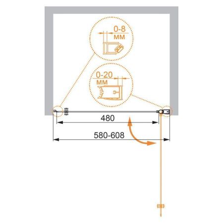 Душевая дверь Cezares ELENA ELENA-W-B-1-60-P-Cr-R 60х195 стекло рифленое профиль хром