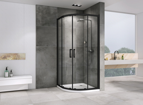 Душевой уголок Abber Schwarzer Diamant AG01100B 100х100 стекло прозрачное профиль черный без поддона - фото 2