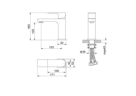 Смеситель Aquatek ЛИРА AQ1410CR на раковину хром без термостата