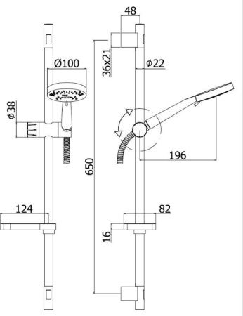 Душевой гарнитур Paffoni Luna ZSAL206CR настенный хром