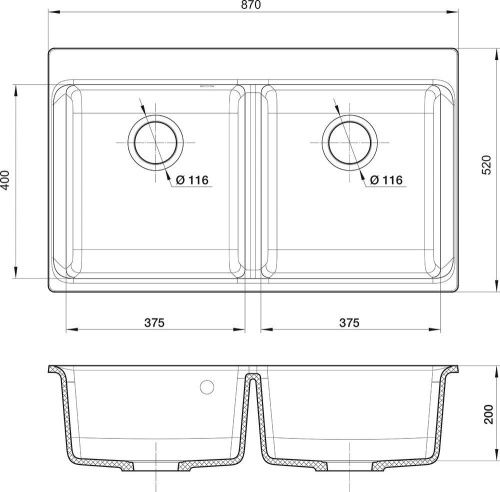 Кухонная мойка Rivelato AXEL X-90-2D topazio 87х52 цвет бежевый - фото 4