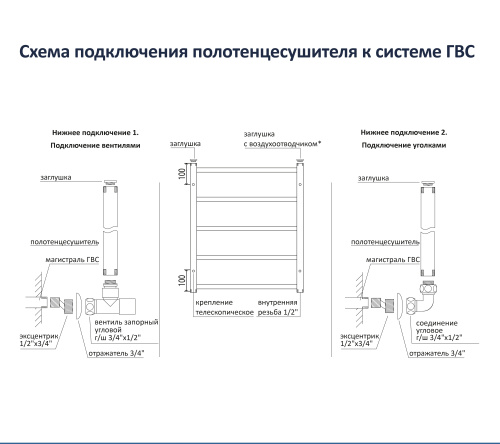 Полотенцесушитель Aquatek Вега AQ DR0760CH подвесной водяной хром - фото 5