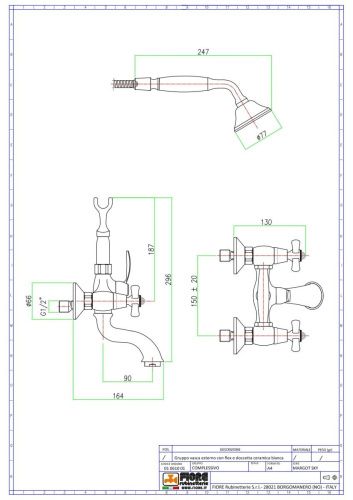 Смеситель Fiore Margot Sky 01CR0600 настенный хром - фото 2