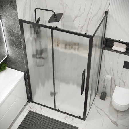 Душевая перегородка Grossman Cosmo 200.K33.02.70.21.02 70х195 стекло текстурное профиль черный матовый