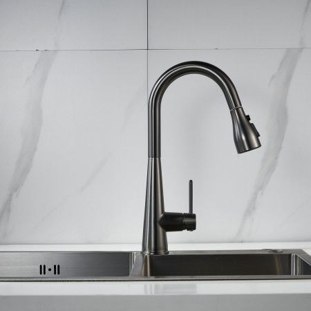 Смеситель для кухни Shevanik S363T на мойку оружейная сталь