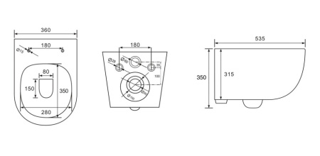 Унитаз подвесной CHARUS TORRE BIANCA EWC700-130W белый с сиденьем микролифт безободковый каскадный смыв