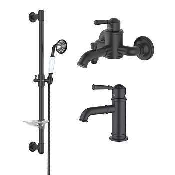 Комплект смесителей Aquatek КЛАССИК AQ1530MB настенный черный матовый