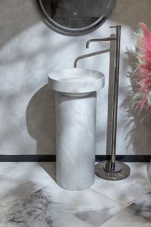 Раковина из искусственного камня Boheme Corian 801-GR 40х40 накладная цвет серый