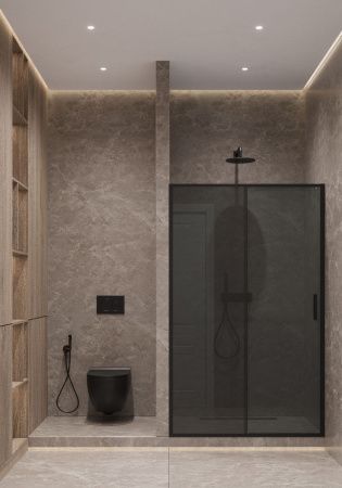 Душевая дверь Timo T03 120х195 стекло графитовое профиль черный