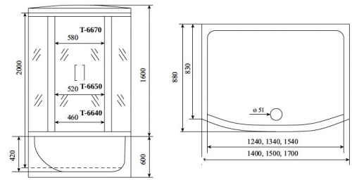 Душевой бокс Timo Standart T-6670SF 170х88 прямоугольная с крышей - фото 3