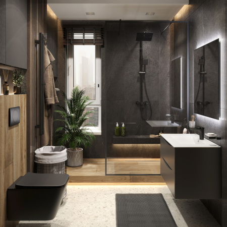 Душевая стойка Bond Cube B02-9488 настенная цвет черный матовый