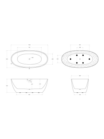 Ванна акриловая BelBagno BB717-1700-800 170х80 отдельностоящая овальная с ножками