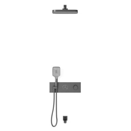 Душевая система Vincea VSFW-432T1GM встраиваемая в стену цвет вороненая сталь с термостатом