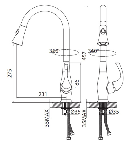 Смеситель для кухни Creavit MF8890D на мойку хром - фото 2